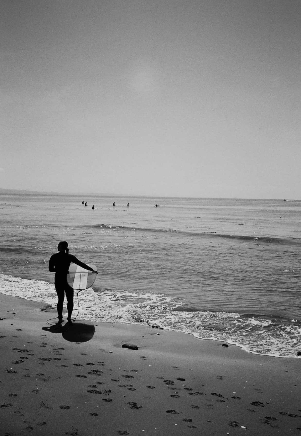 black and white surfer girl